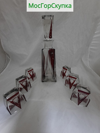 Набор коньячный, Стекло, Богемия