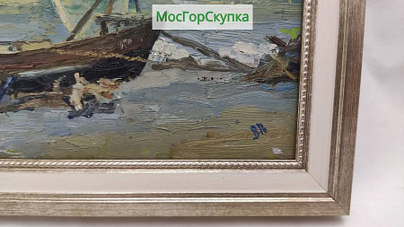 Картина- Лодки - Платонов В.И., картон, масло, 1954