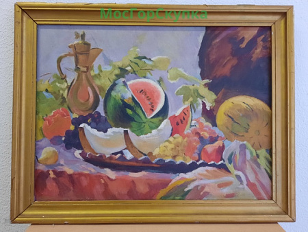 Картина "Натюрморт с арбузом", холст, масло