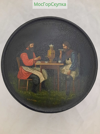 Чайница Чаепитие папье-маше — 19 век