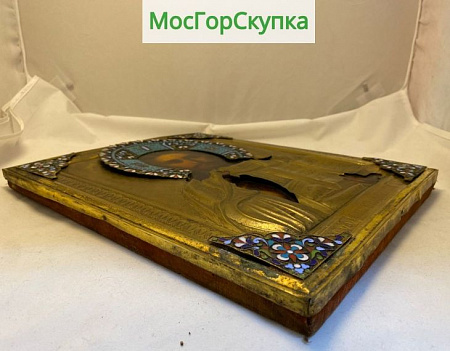 Икона Господь Вседержитель — Оклад латунь, эмаль