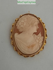 Купить Брошь — Камея — Раковина — Золото 417 пробы, 10 карат