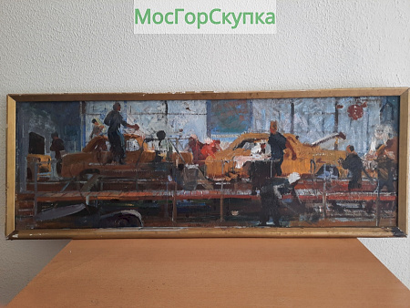 Картина Конвейер, холст, масло