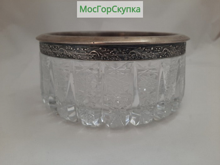 Ваза — конфетница. Хрусталь, серебро 875 проба