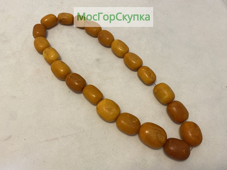 Старинные янтарные бусы — Вес 79 грамм